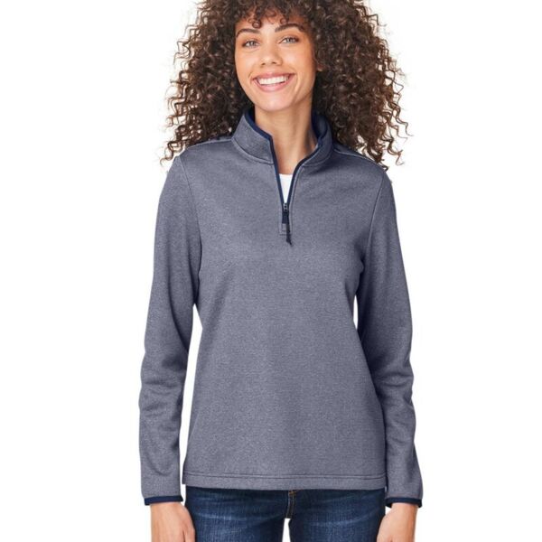 Core 365 Women's Venture Heathered Stripe Quarter-Zip Pullover Thumbnail